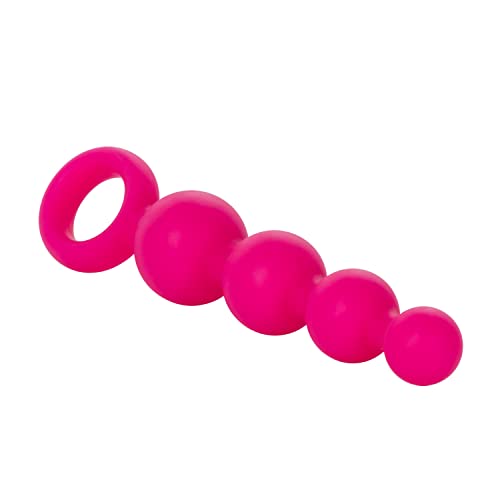 CalExotics Coco Licious Silicone Booty Beads – Pink, Tapered Probe with Retrieval Ring