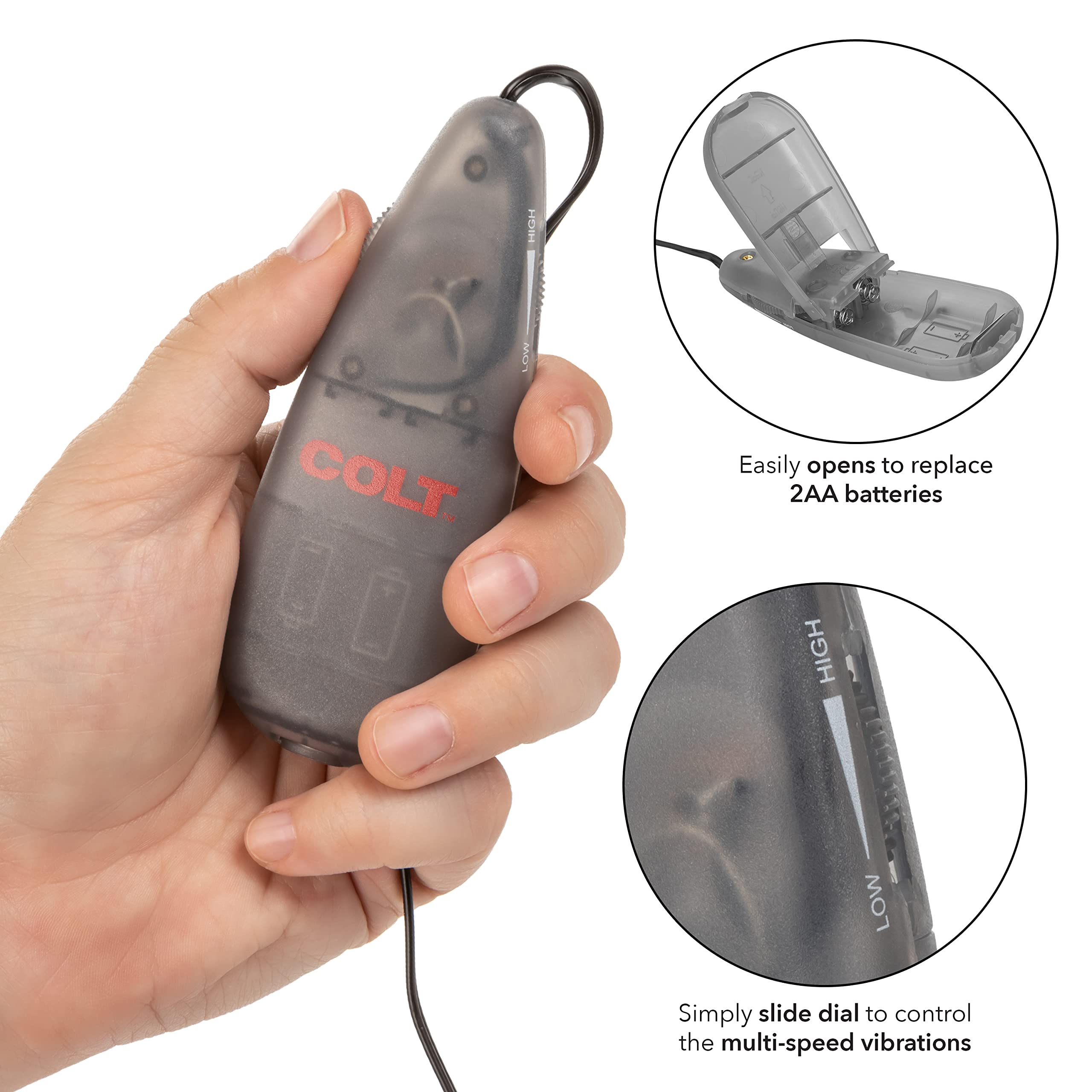 CalExotics Colt Multi-Speed Power Bullet Vibrator - Silver, ABS Plastic, Easy-Grip, 2 AA Batteries Required