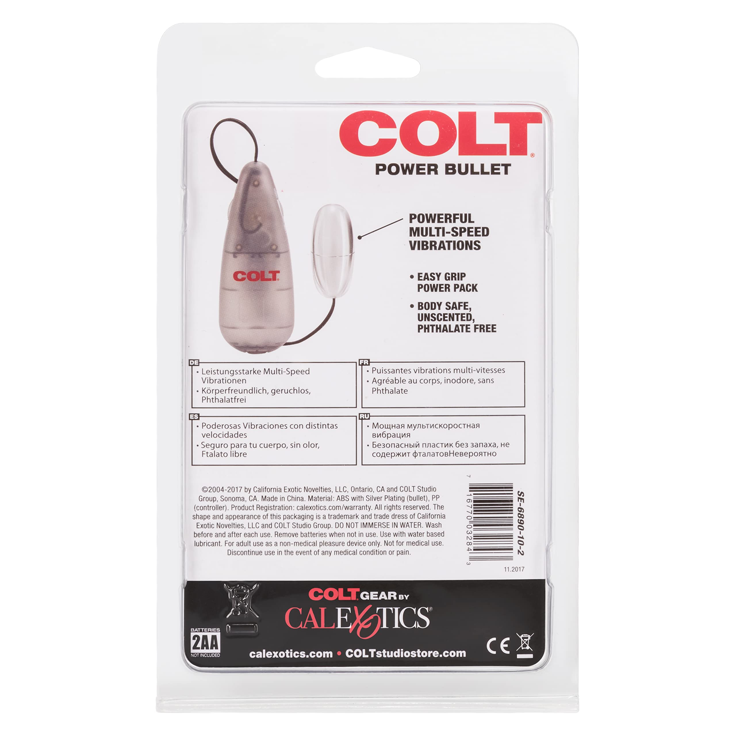 CalExotics Colt Multi-Speed Power Bullet Vibrator - Silver, ABS Plastic, Easy-Grip, 2 AA Batteries Required