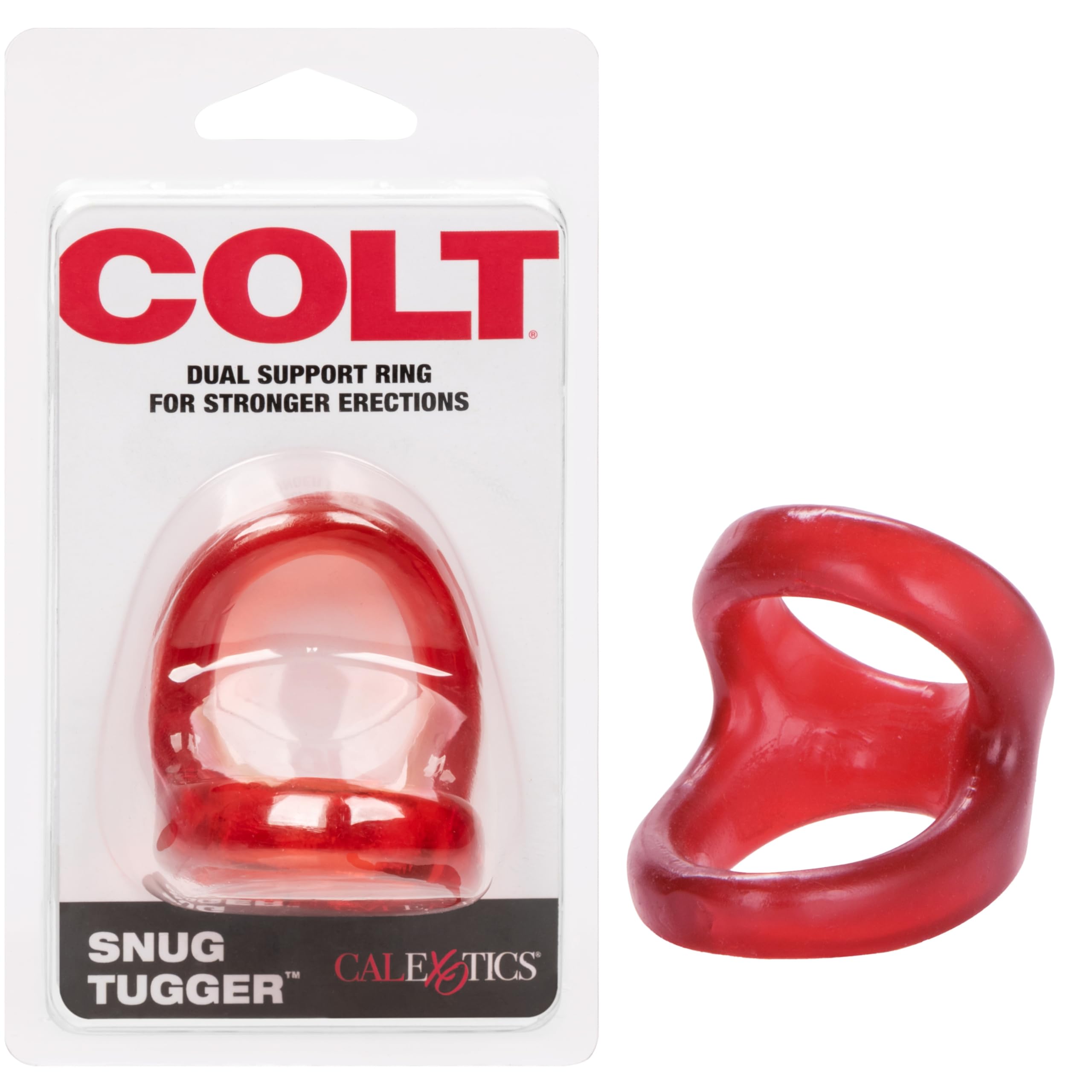 CalExotics Colt Snug Tugger Red Dual Enhancer Ring with Scrotum Support