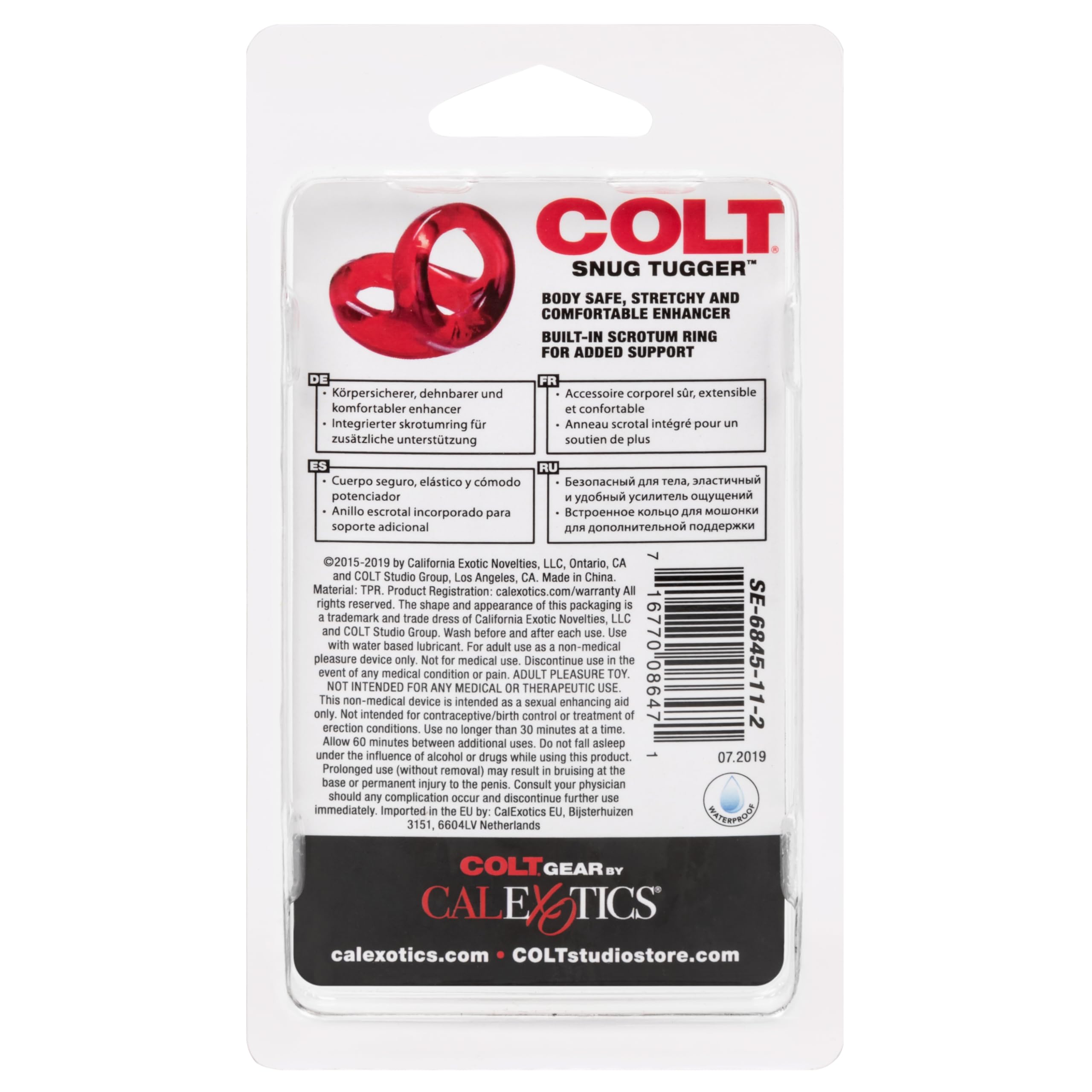 CalExotics Colt Snug Tugger Red Dual Enhancer Ring with Scrotum Support