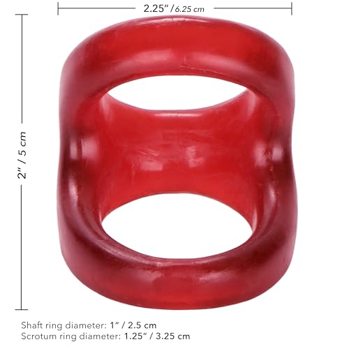 CalExotics Colt Snug Tugger Red Dual Enhancer Ring with Scrotum Support