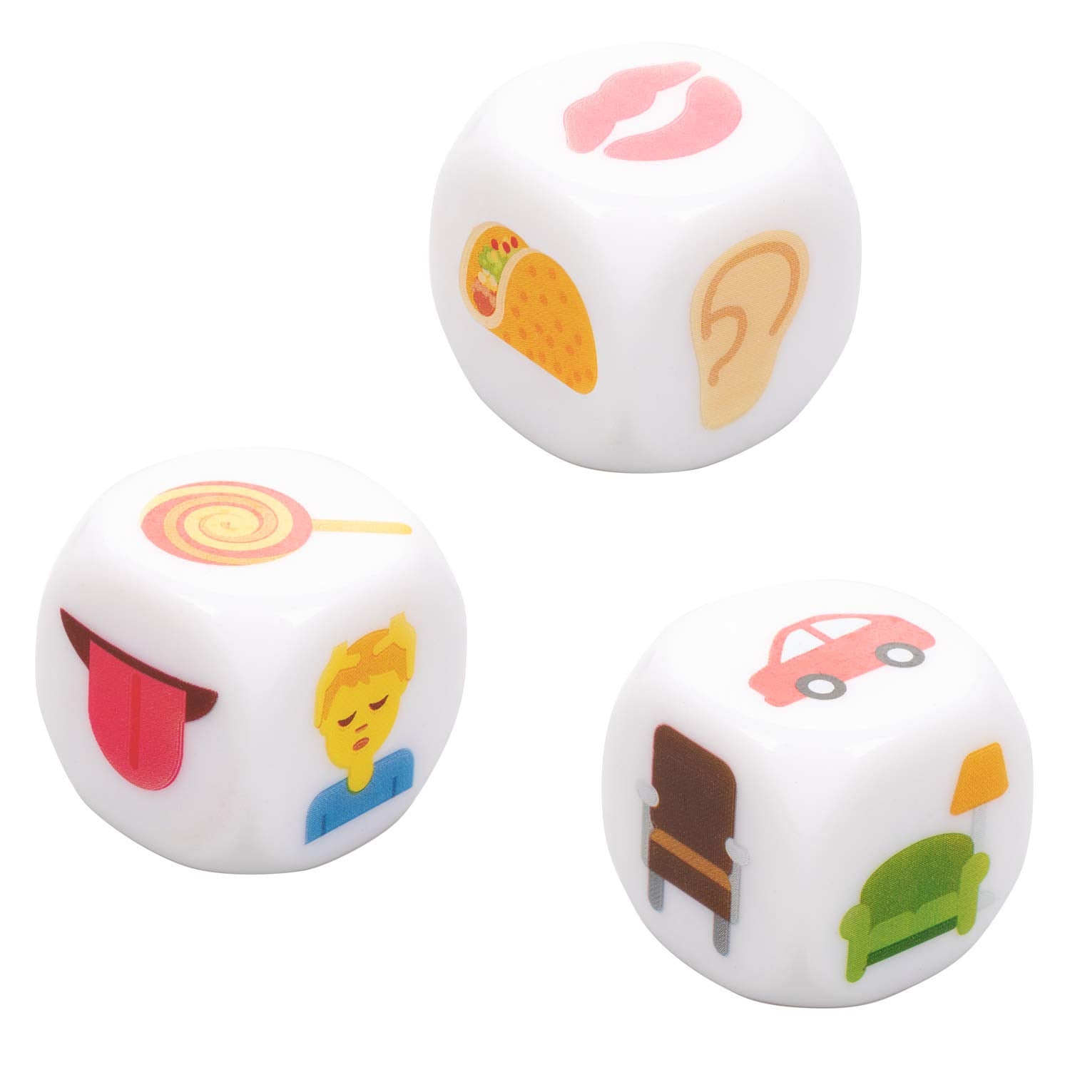 CalExotics Emojigasm Dice – 3 Sex Dice for Body Part, Action, and Location Game