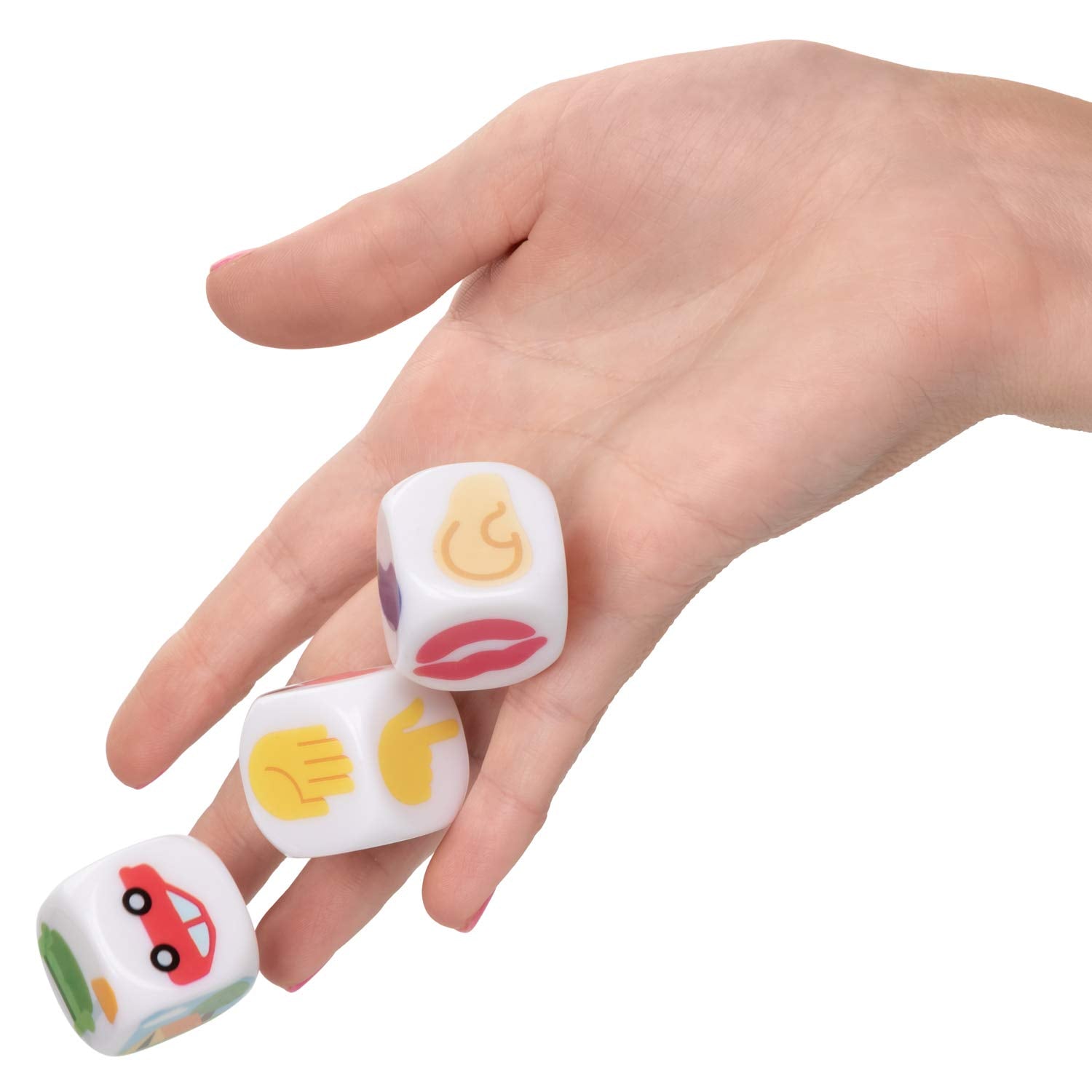 CalExotics Emojigasm Dice – 3 Sex Dice for Body Part, Action, and Location Game