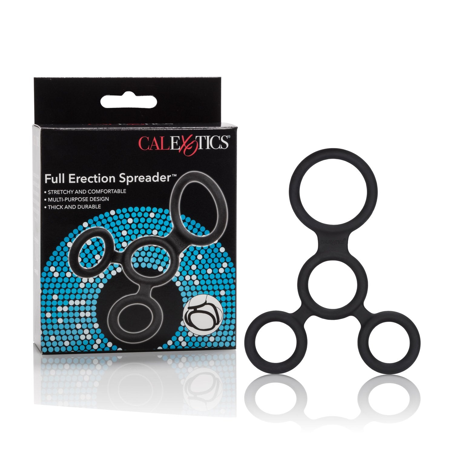 CalExotics Full Spreader Silicone 4-Ring Erection Enhancer – Black, Stretchy & Comfortable