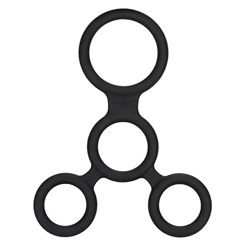 CalExotics Full Spreader Silicone 4-Ring Erection Enhancer – Black, Stretchy & Comfortable