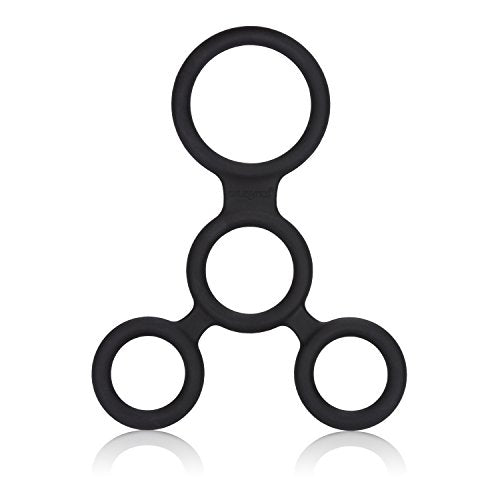 CalExotics Full Spreader Silicone 4-Ring Erection Enhancer – Black, Stretchy & Comfortable