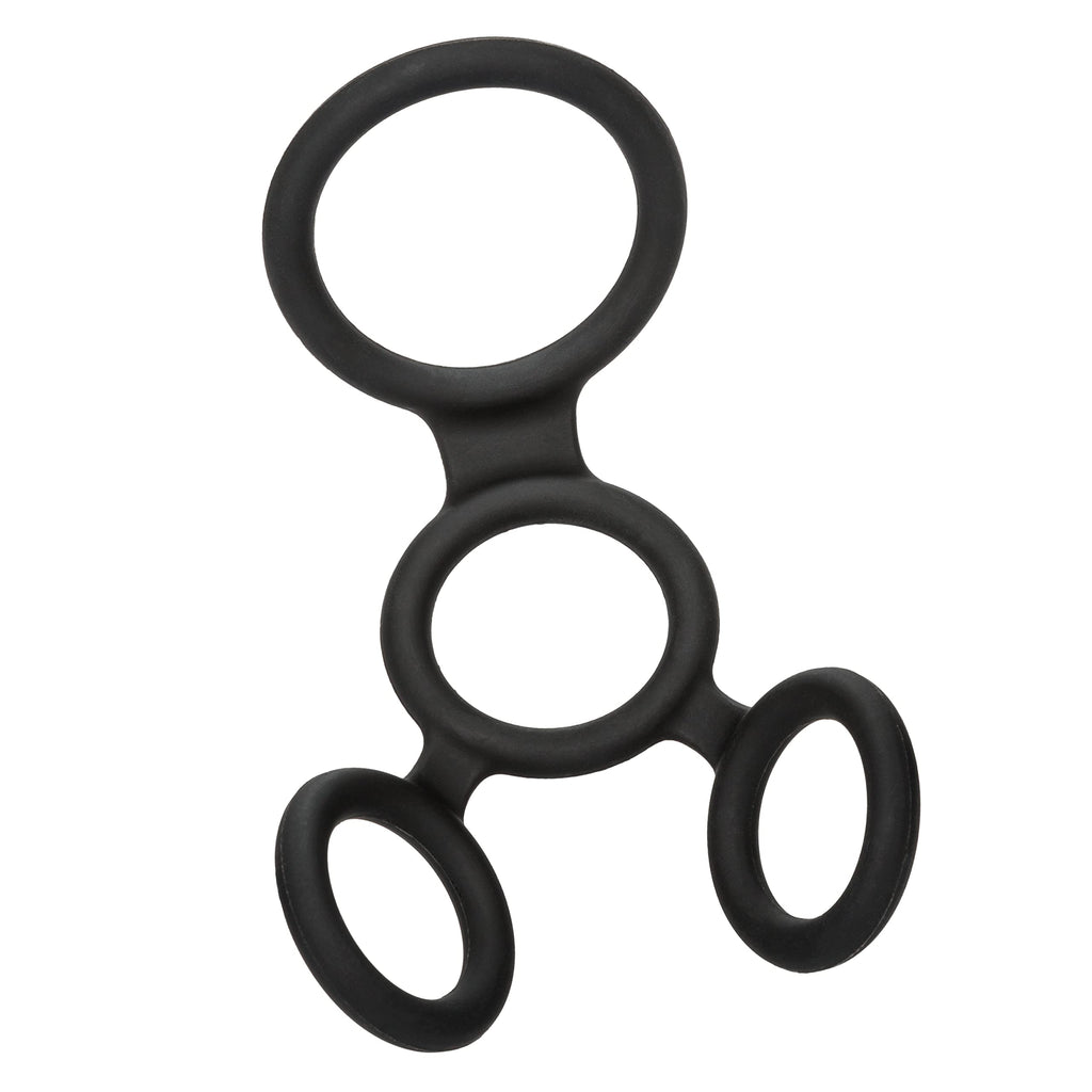 CalExotics Full Spreader Silicone 4-Ring Erection Enhancer – Black, Stretchy & Comfortable