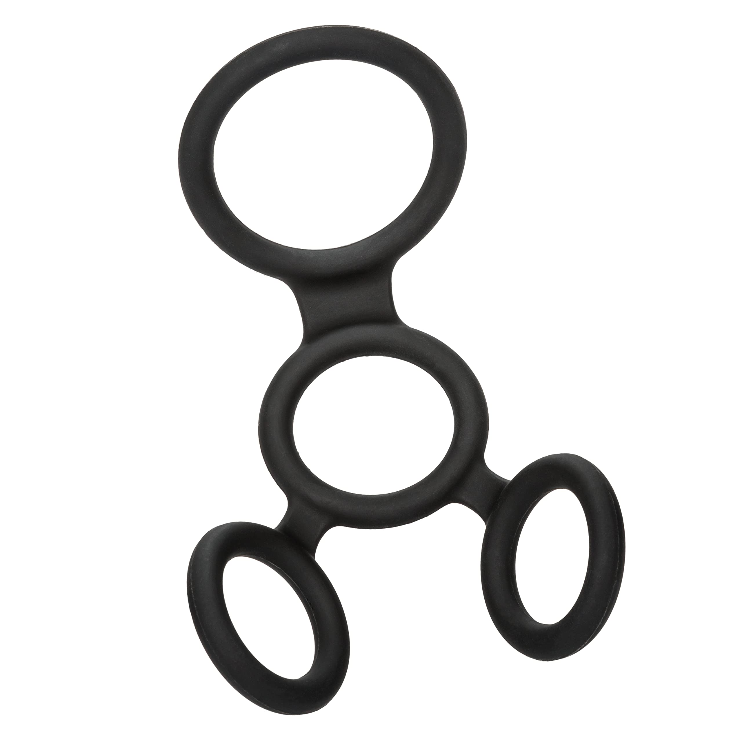 CalExotics Full Spreader Silicone 4-Ring Erection Enhancer – Black, Stretchy & Comfortable