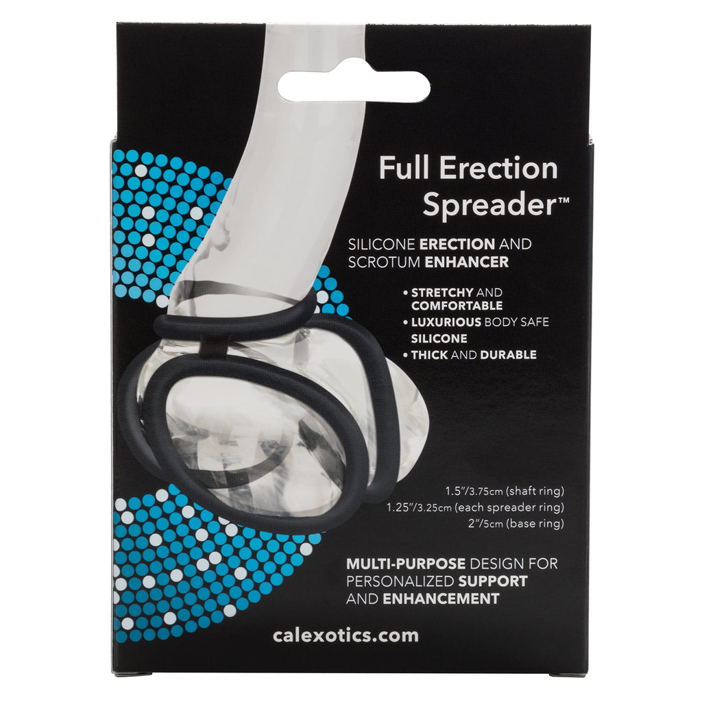CalExotics Full Spreader Silicone 4-Ring Erection Enhancer – Black, Stretchy & Comfortable