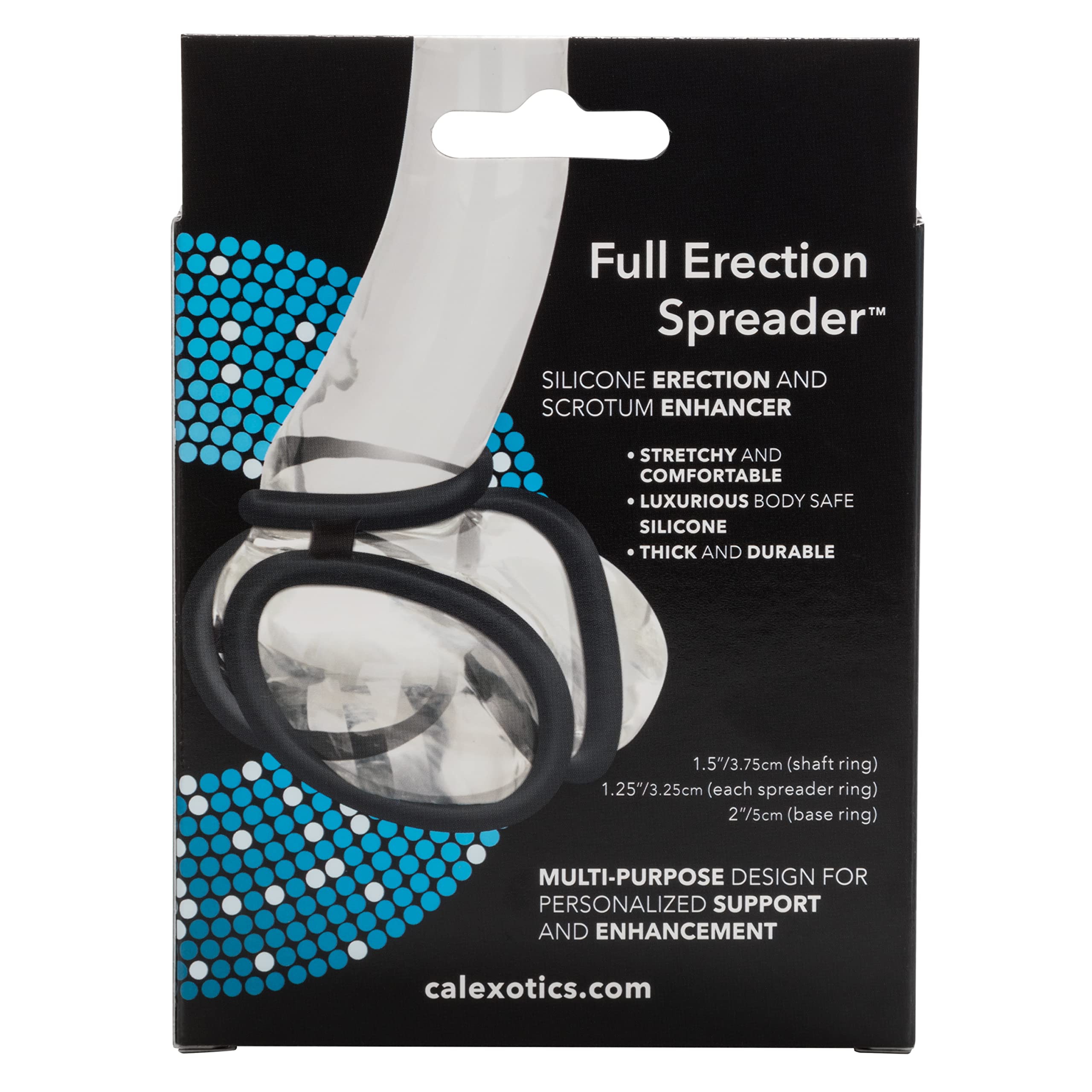 CalExotics Full Spreader Silicone 4-Ring Erection Enhancer – Black, Stretchy & Comfortable
