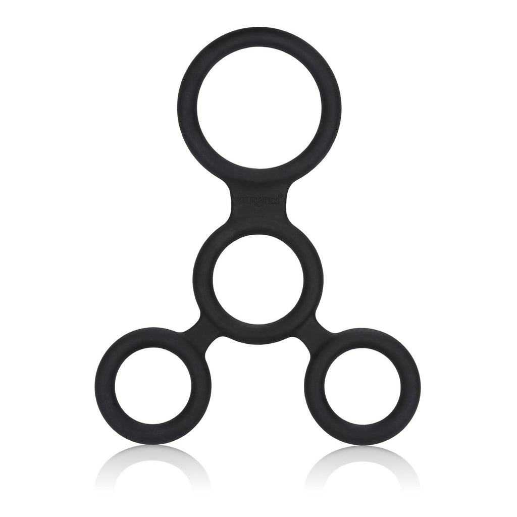 CalExotics Full Spreader Silicone 4-Ring Erection Enhancer – Black, Stretchy & Comfortable