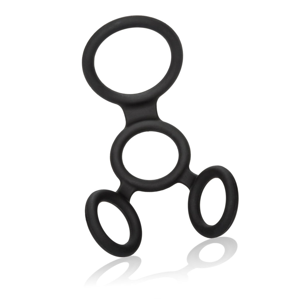 CalExotics Full Spreader Silicone 4-Ring Erection Enhancer – Black, Stretchy & Comfortable