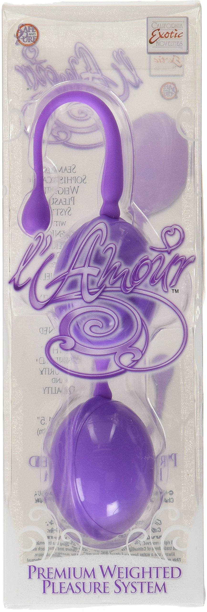 CalExotics Lamour Premium Weighted Pleasure System – Purple Silicone Kegel Balls with Retrieval Cord