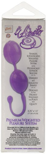 CalExotics Lamour Premium Weighted Pleasure System – Purple Silicone Kegel Balls with Retrieval Cord