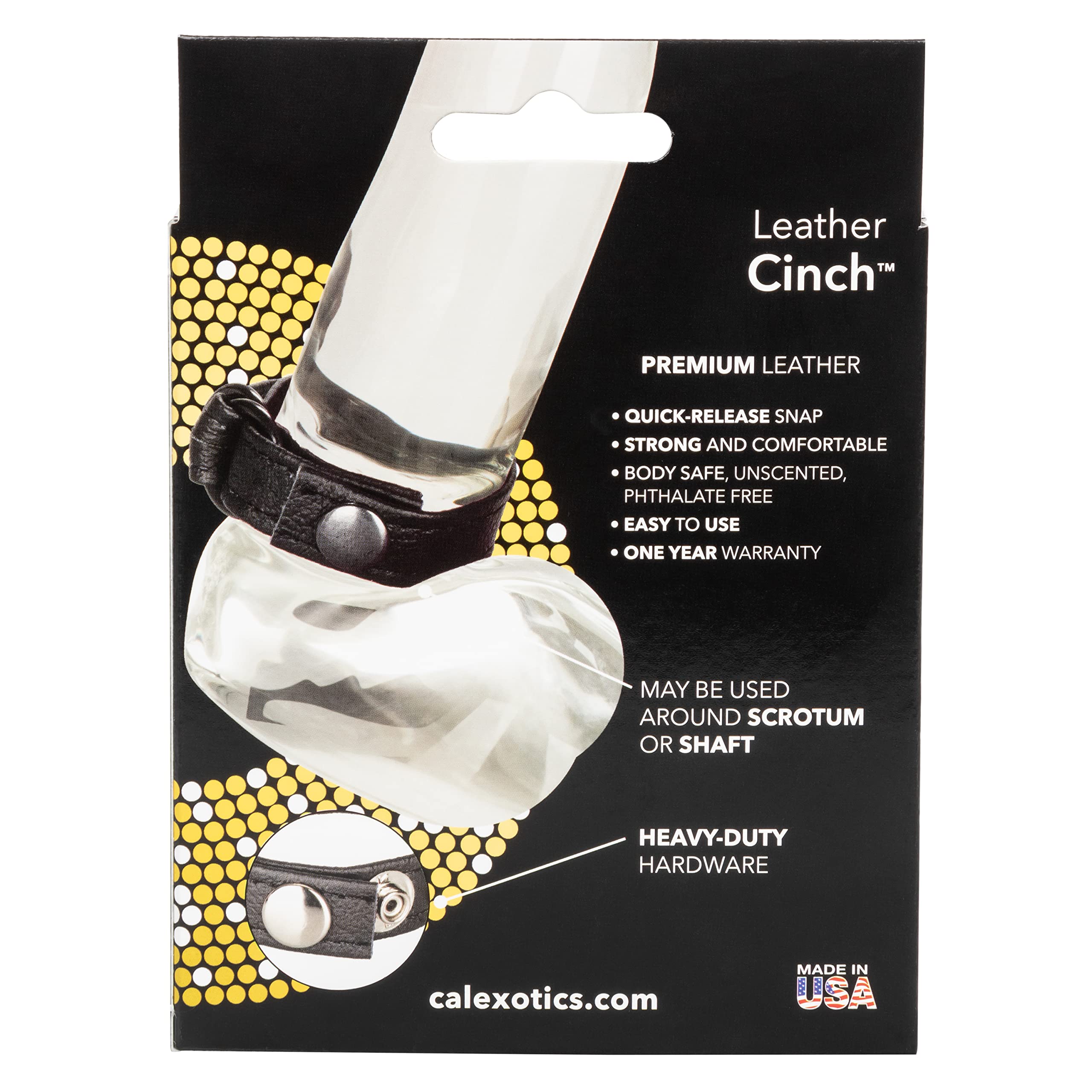 CalExotics Leather Cinch – Adjustable Penis Ring with Quick Release Snaps