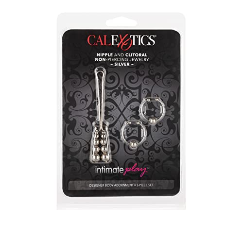 CalExotics Non-Piercing Nipple and Clitoral Jewelry Set – Silver (Adjustable, Nickel-Free)