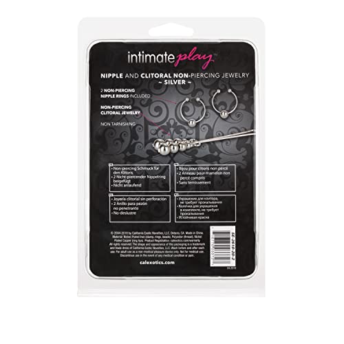CalExotics Non-Piercing Nipple and Clitoral Jewelry Set – Silver (Adjustable, Nickel-Free)