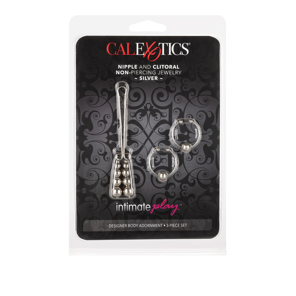 CalExotics Non-Piercing Nipple and Clitoral Jewelry Set – Silver (Adjustable, Nickel-Free)