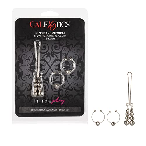 CalExotics Non-Piercing Nipple and Clitoral Jewelry Set – Silver (Adjustable, Nickel-Free)