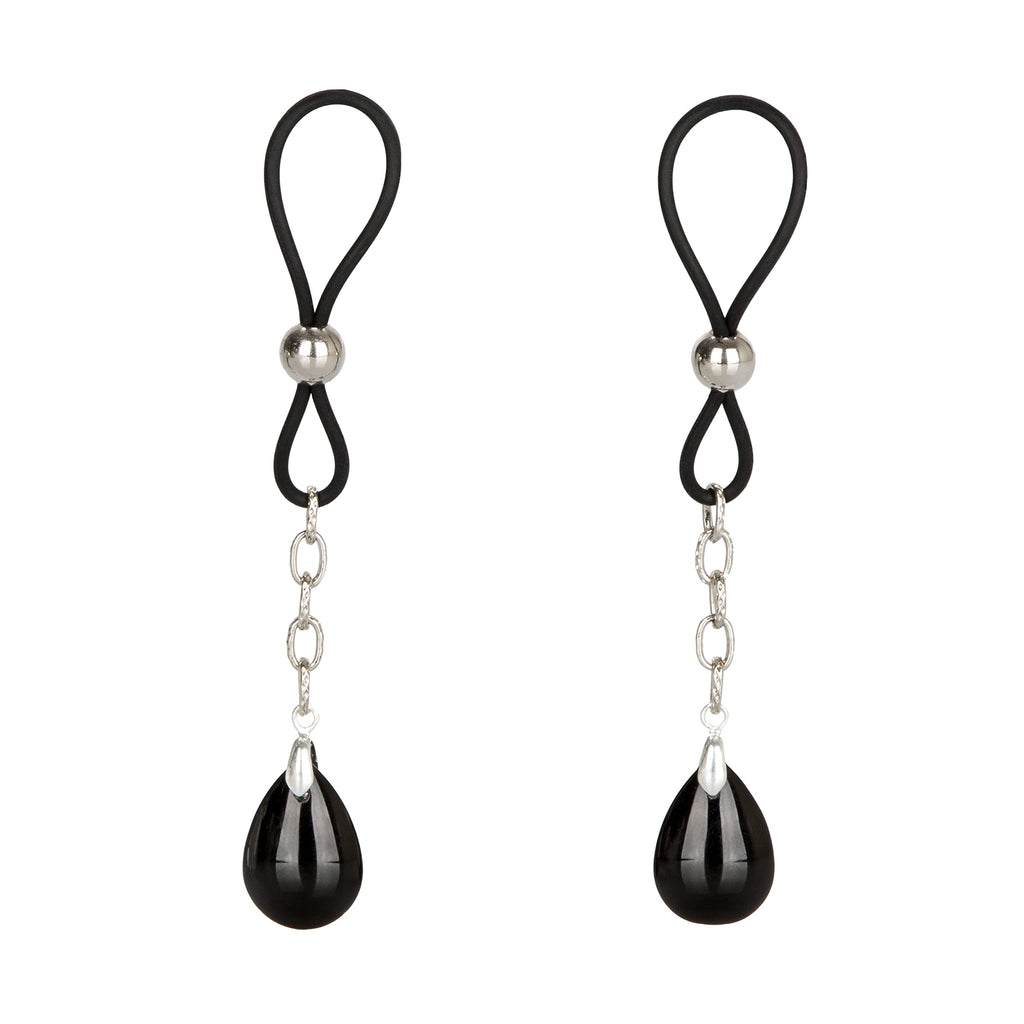 CalExotics Onyx/Black Silicone Non-Piercing Nipple Jewelry - Adjustable and Nickel-Free