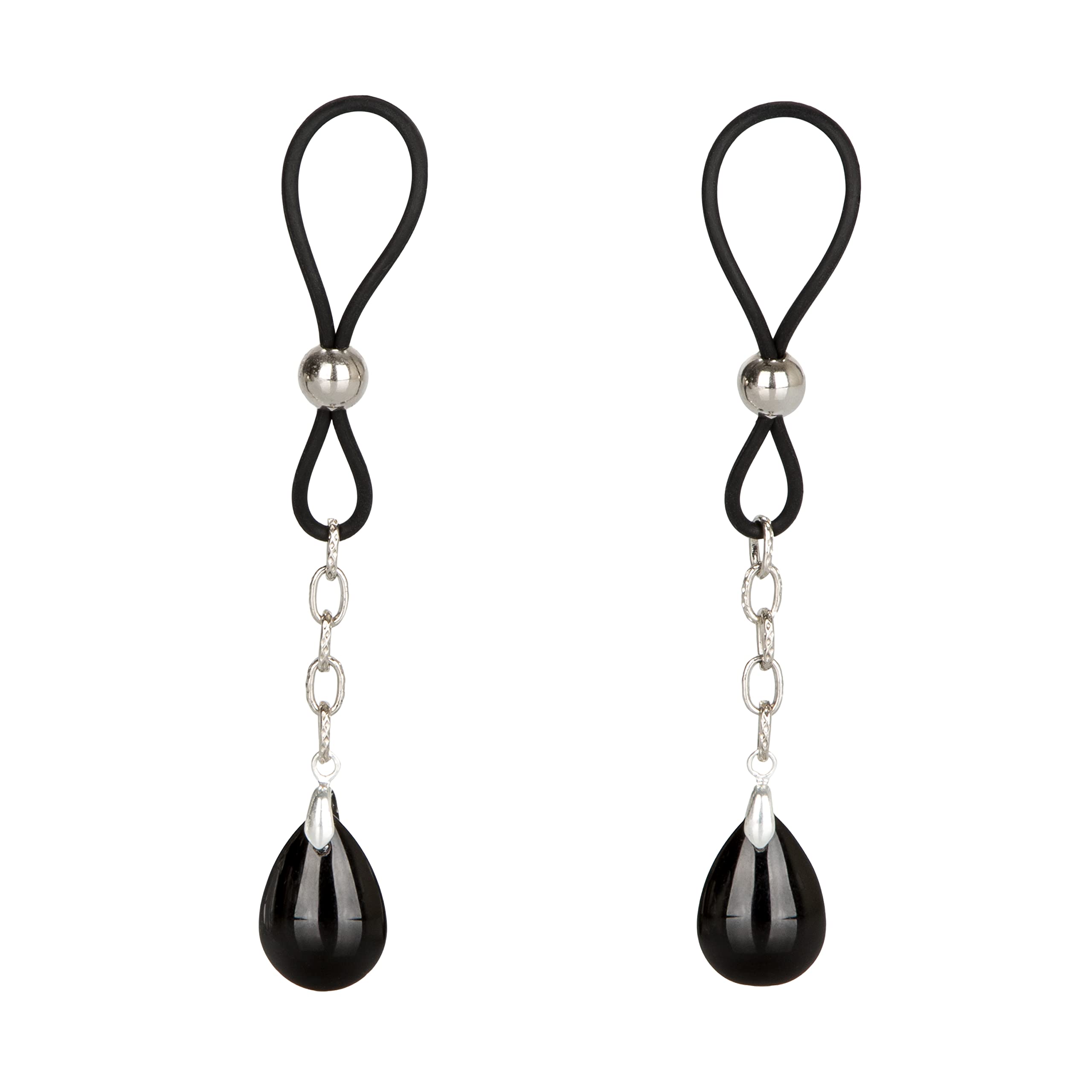 CalExotics Onyx/Black Silicone Non-Piercing Nipple Jewelry - Adjustable and Nickel-Free