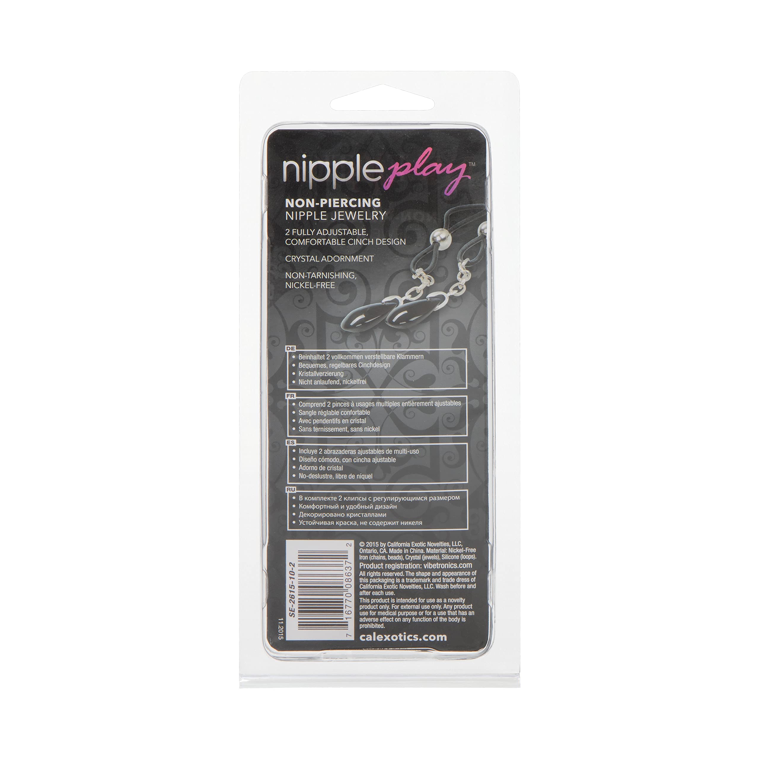 CalExotics Onyx/Black Silicone Non-Piercing Nipple Jewelry - Adjustable and Nickel-Free