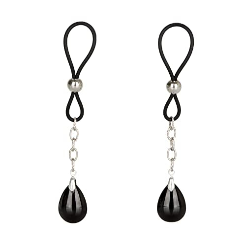 CalExotics Onyx/Black Silicone Non-Piercing Nipple Jewelry - Adjustable and Nickel-Free