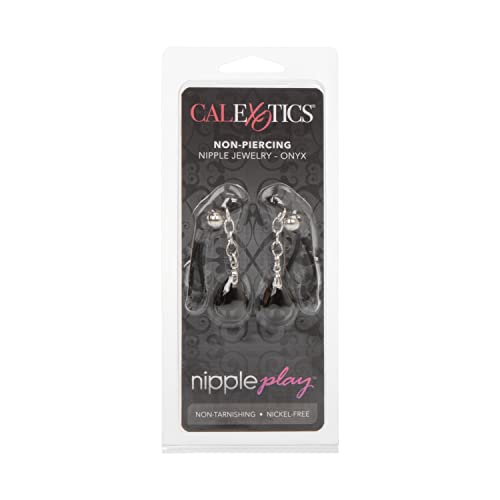 CalExotics Onyx/Black Silicone Non-Piercing Nipple Jewelry - Adjustable and Nickel-Free