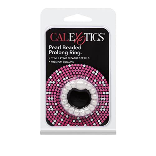 CalExotics Pearl Beaded Prolong Ring – Stretchy Silicone Erection Enhancer with Stimulation Pearls