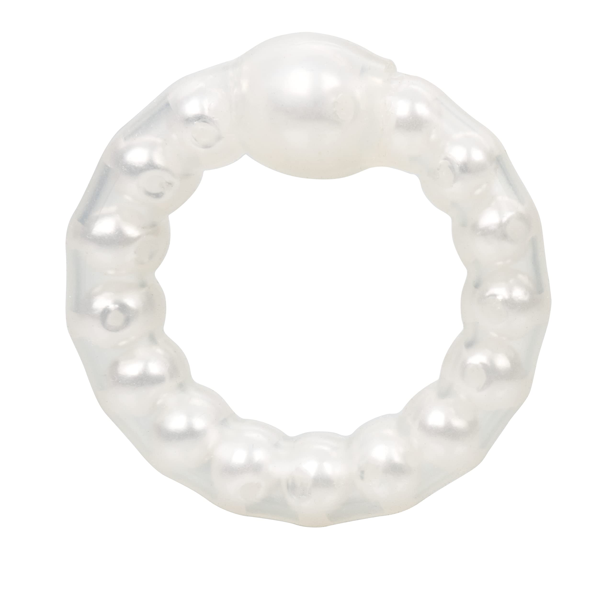 CalExotics Pearl Beaded Prolong Ring – Stretchy Silicone Erection Enhancer with Stimulation Pearls