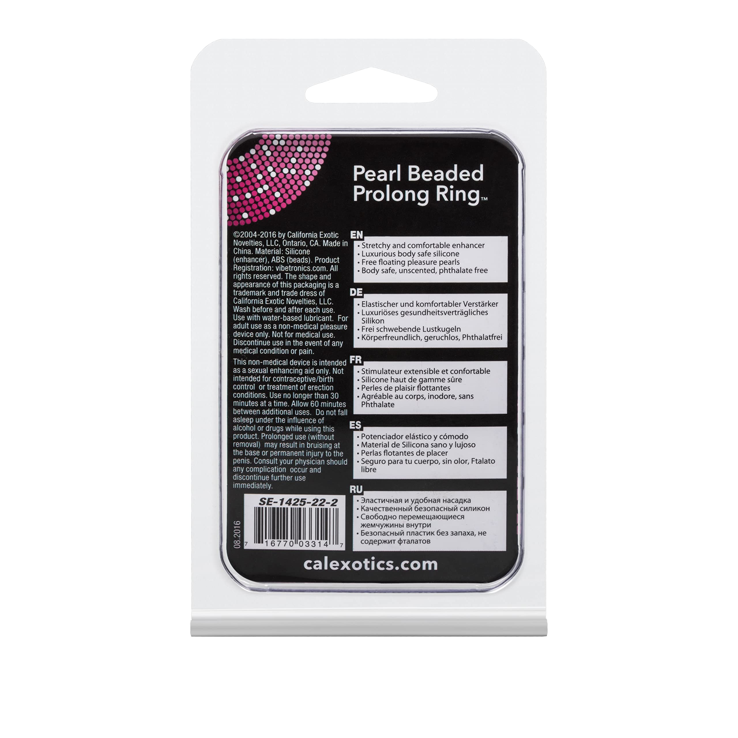 CalExotics Pearl Beaded Prolong Ring – Stretchy Silicone Erection Enhancer with Stimulation Pearls