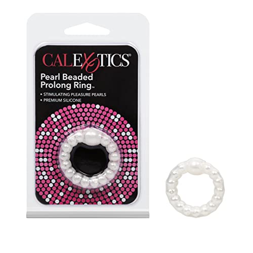 CalExotics Pearl Beaded Prolong Ring – Stretchy Silicone Erection Enhancer with Stimulation Pearls