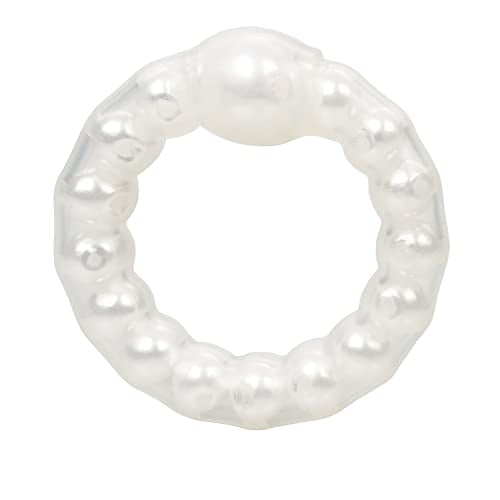 CalExotics Pearl Beaded Prolong Ring – Stretchy Silicone Erection Enhancer with Stimulation Pearls