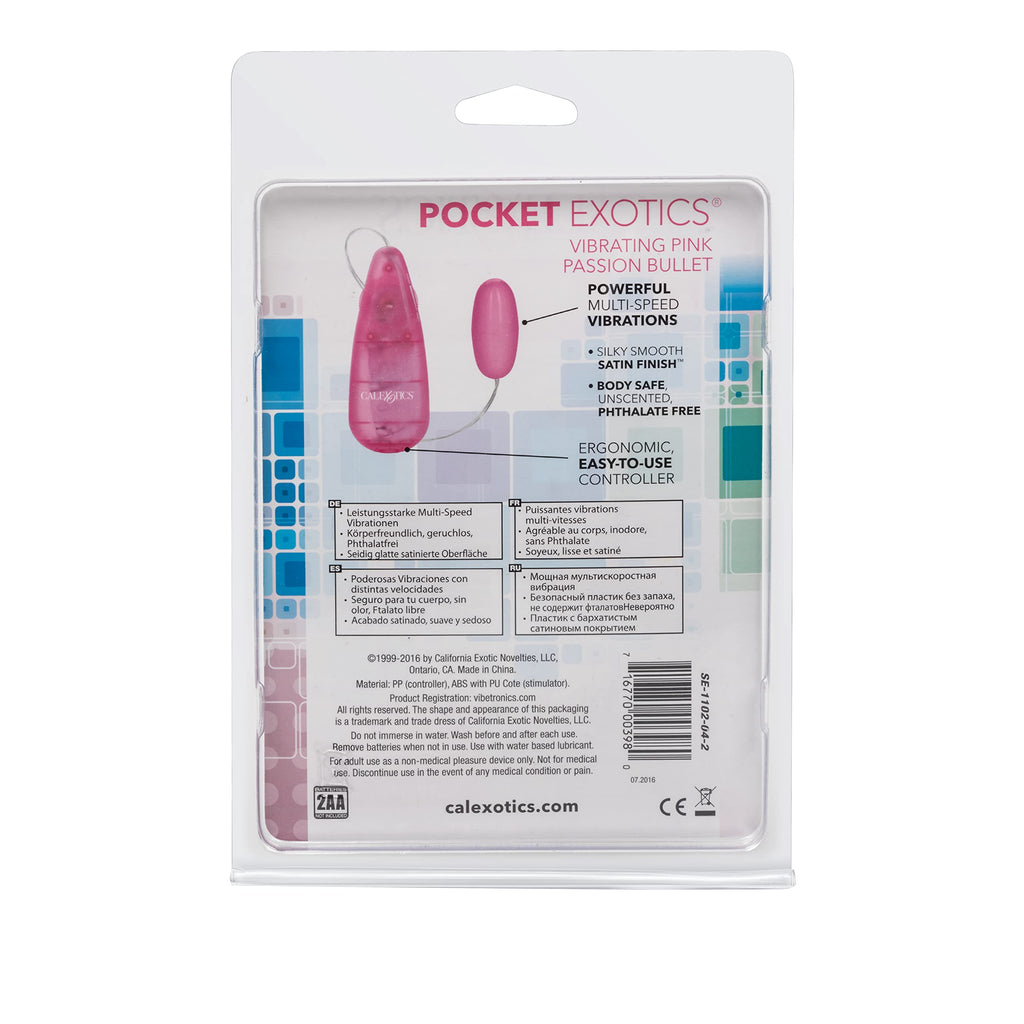 CalExotics Pocket Exotic Vibrating Pink Passion Bullet – Multi-Speed Satin Finish