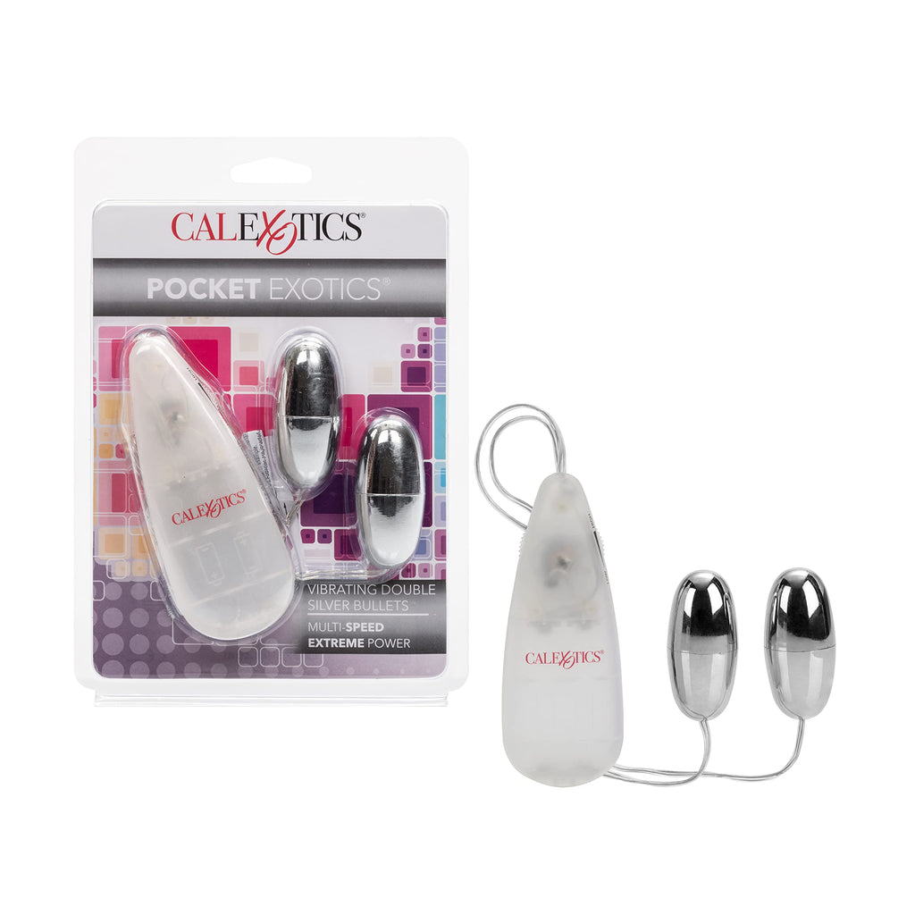 CalExotics Pocket Exotics Double Silver Bullet Vibrator with Wired Remote Control