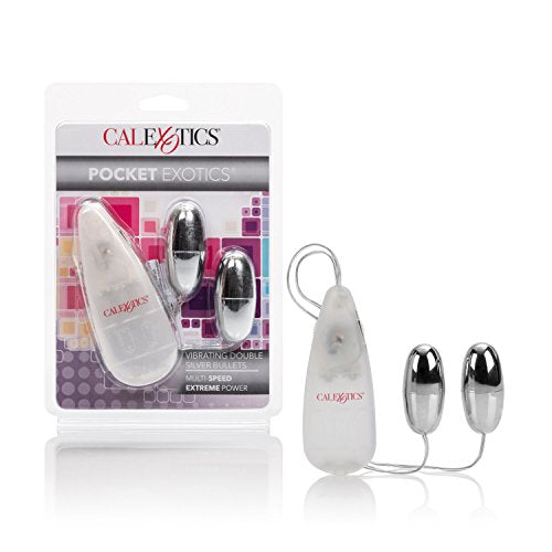 CalExotics Pocket Exotics Double Silver Bullet Vibrator with Wired Remote Control