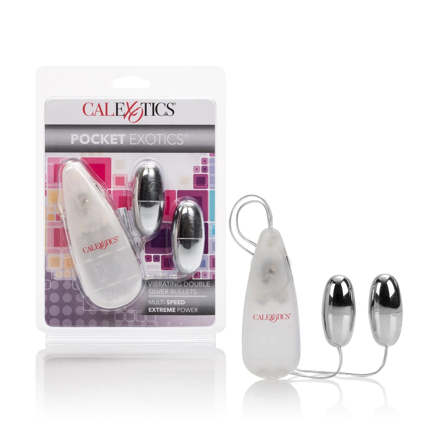 CalExotics Pocket Exotics Double Silver Bullet Vibrator with Wired Remote Control