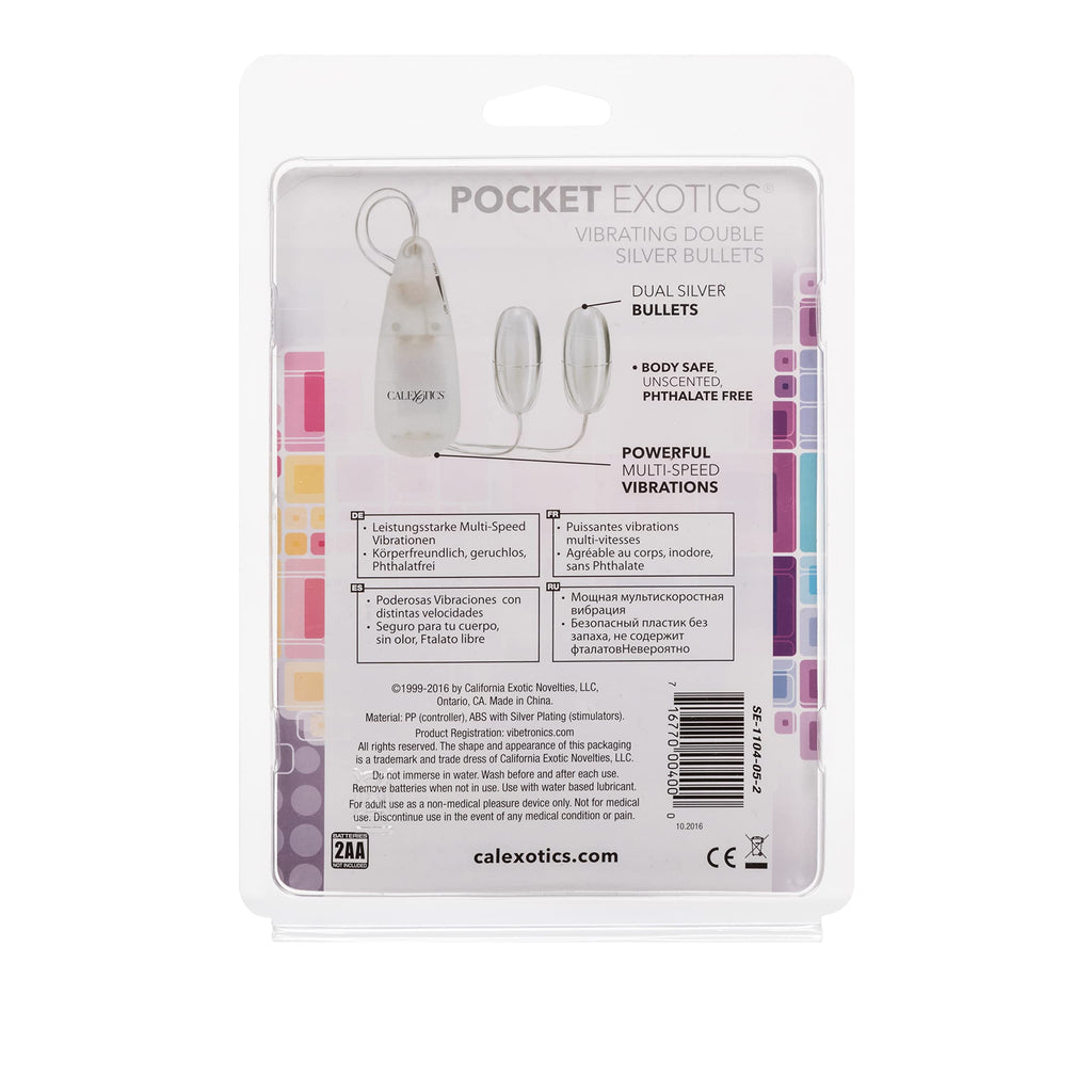 CalExotics Pocket Exotics Double Silver Bullet Vibrator with Wired Remote Control