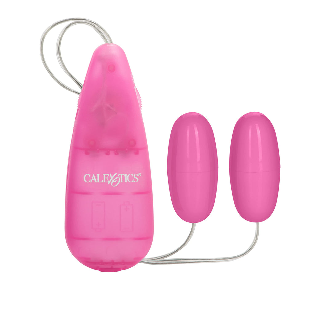 CalExotics Pocket Exotics Vibrating Double Bullet Vibrator – Pink, Multi-Speed, Easy Controller