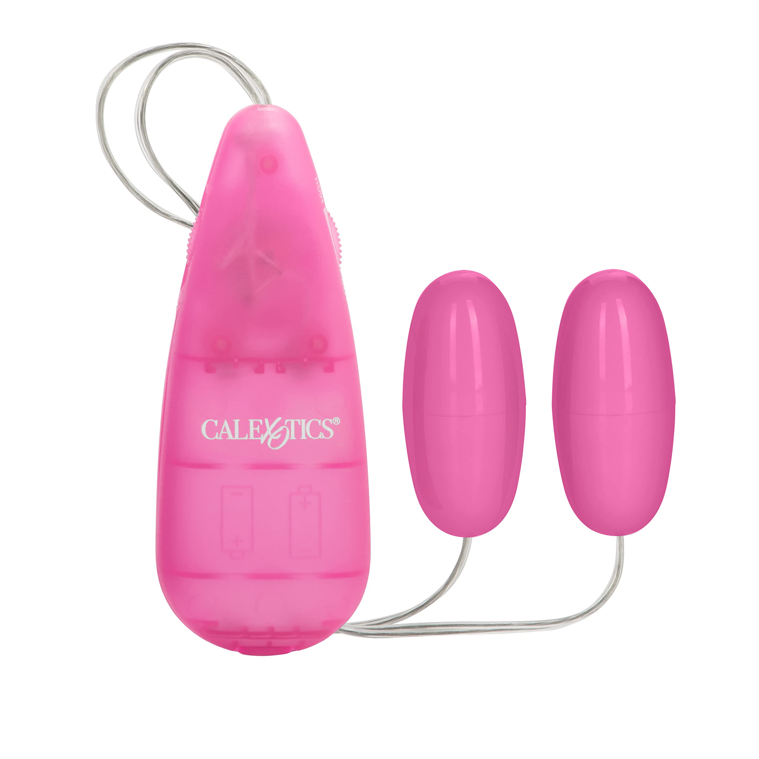 CalExotics Pocket Exotics Vibrating Double Bullet Vibrator – Pink, Multi-Speed, Easy Controller