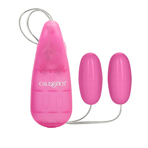 CalExotics Pocket Exotics Vibrating Double Bullet Vibrator – Pink, Multi-Speed, Easy Controller