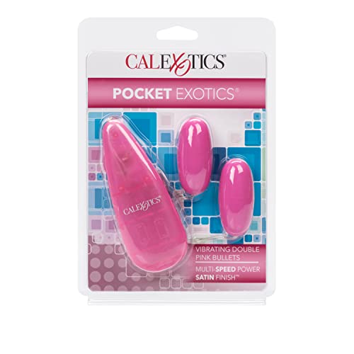 CalExotics Pocket Exotics Vibrating Double Bullet Vibrator – Pink, Multi-Speed, Easy Controller