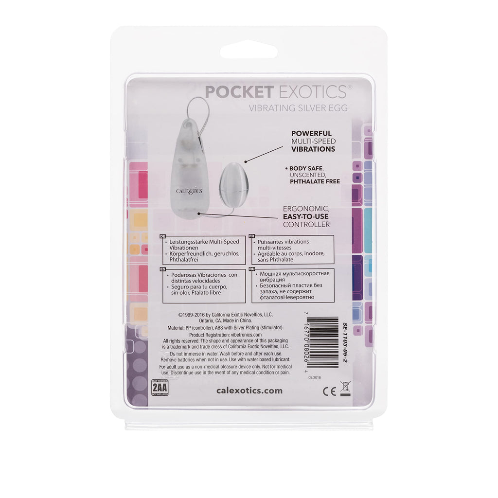 CalExotics Pocket Exotics Vibrating Silver Egg – Powerful Bullet Vibrator