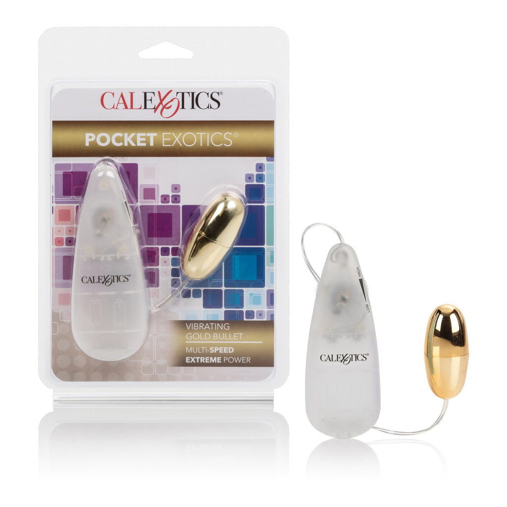 CalExotics Pocket Exotics Wired Bullet Vibrator – Compact Multi-Speed Vibe Egg for Couples or Solo Play, Gold