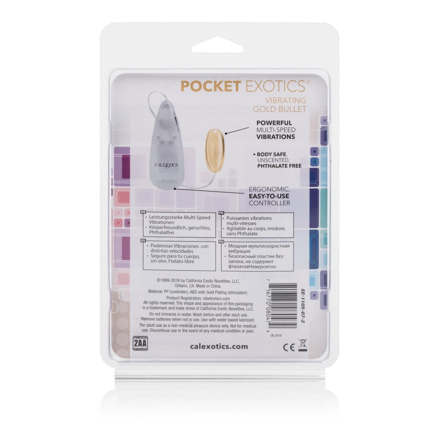 CalExotics Pocket Exotics Wired Bullet Vibrator – Compact Multi-Speed Vibe Egg for Couples or Solo Play, Gold