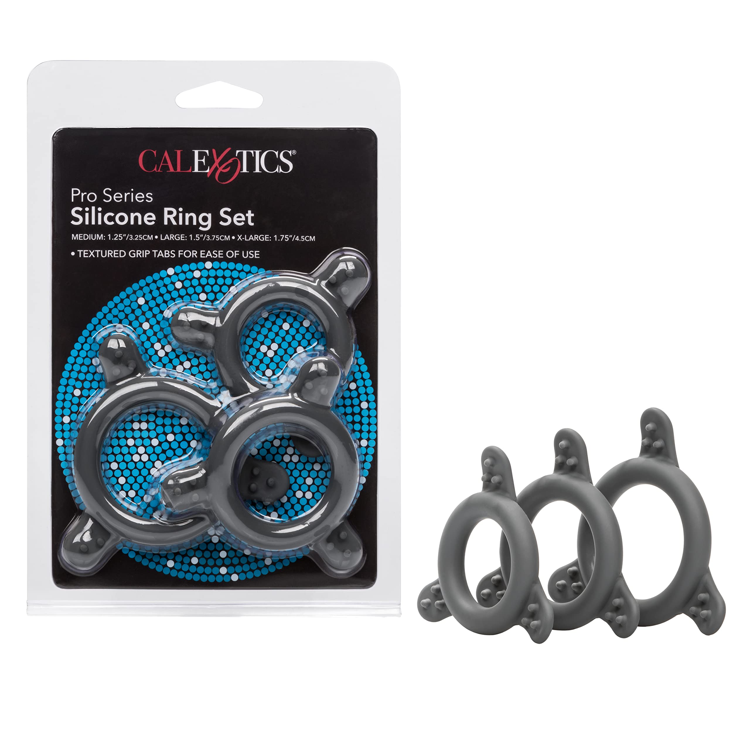 CalExotics Pro Series Silicone Cock Ring Set – 3 Rings in Black (43062)