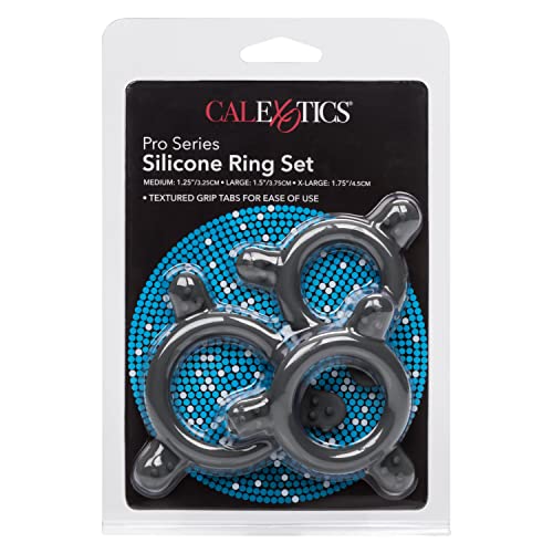 CalExotics Pro Series Silicone Cock Ring Set – 3 Rings in Black (43062)