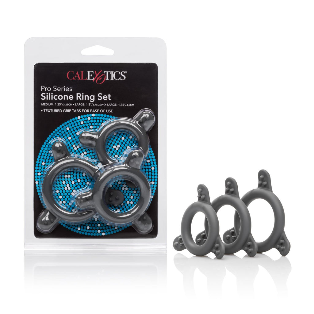 CalExotics Pro Series Silicone Cock Ring Set – 3 Rings in Black (43062)