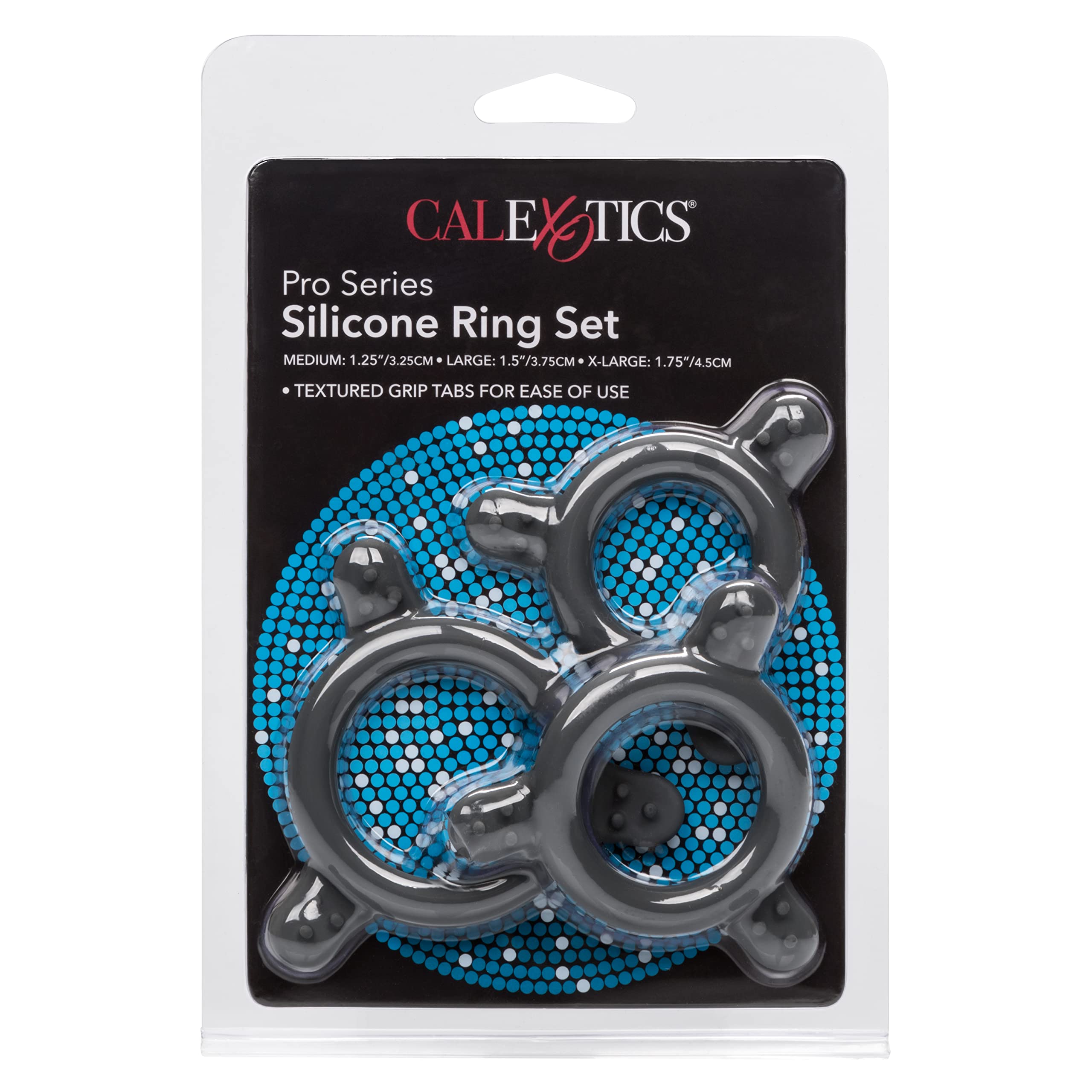 CalExotics Pro Series Silicone Cock Ring Set – 3 Rings in Black (43062)